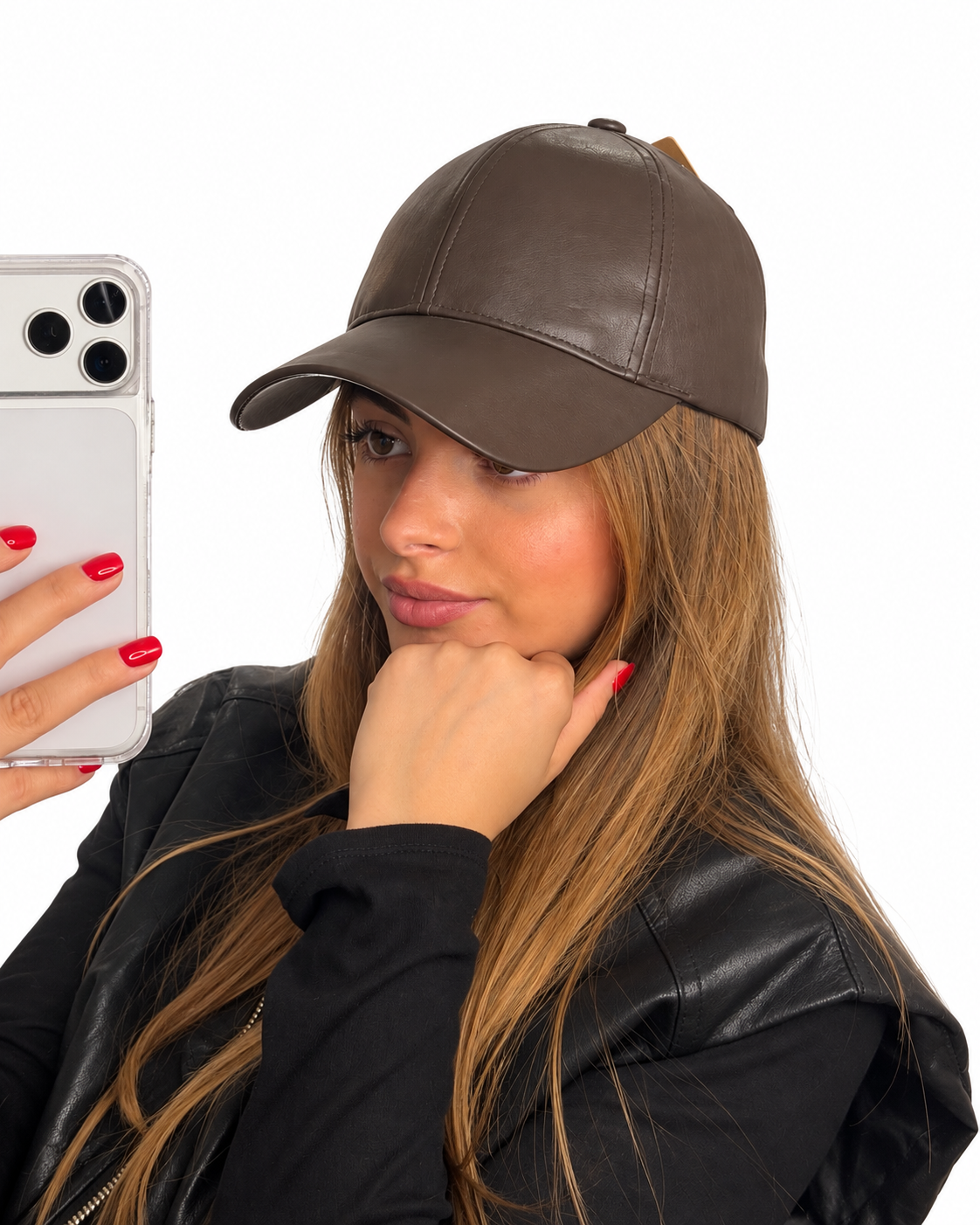 Casquette Effet Cuir