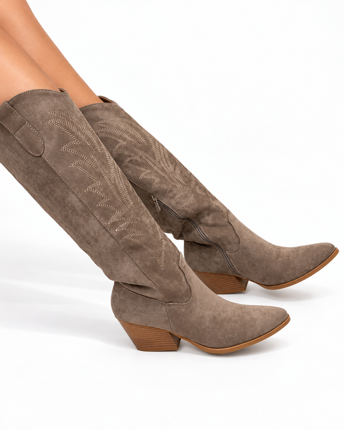 Santiags Brodées Taupe