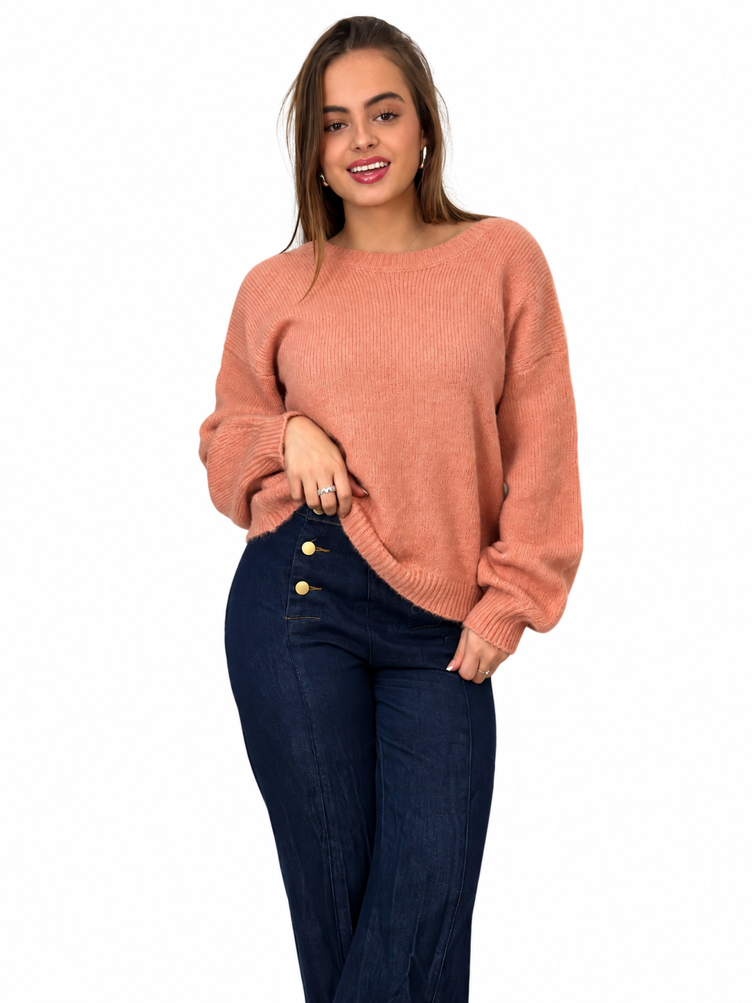 Pull-Cardigan Saumon