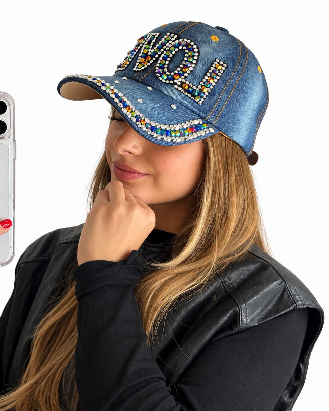Casquette Bleue Strass