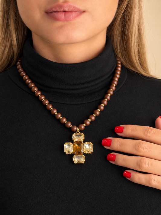 Gemma - Chocolat Champagne - Perles